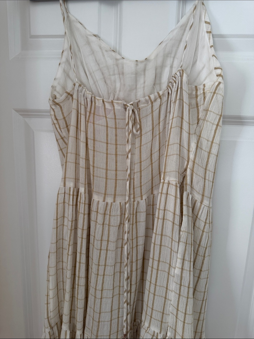 Free People Marigold Maxi Dress, Sz M, NWOT, Cream/Brown plaid - Picture 9 of 9